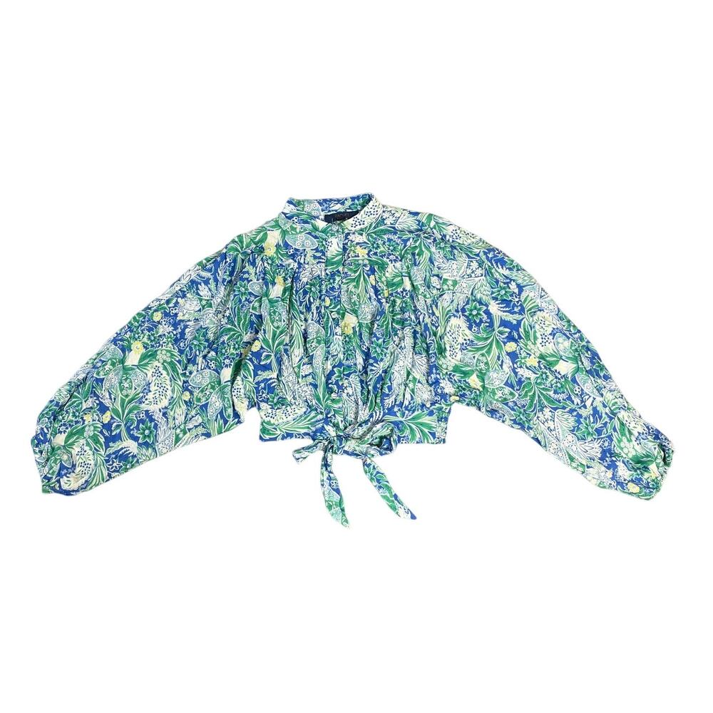 NWT‎ Rachel Roy Paisley Floral Dolman Sleeve Oversized Cropped Shirt XS Boho